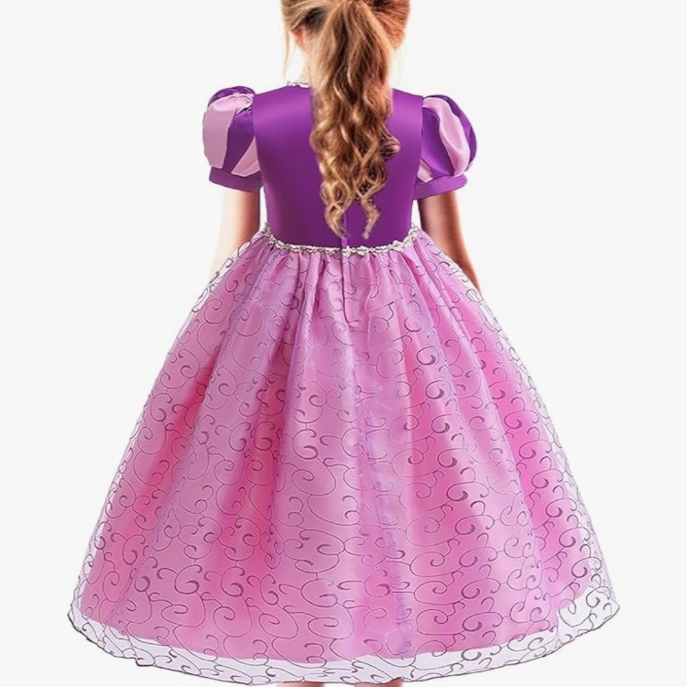 Rapunzel Disney Princess Tangled Dress Up Halloween Costume Set Girls Gown Wig - Picture 3 of 15